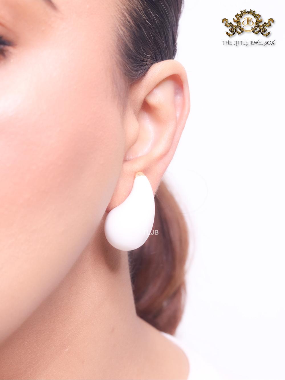 Teardrop white enamel studs