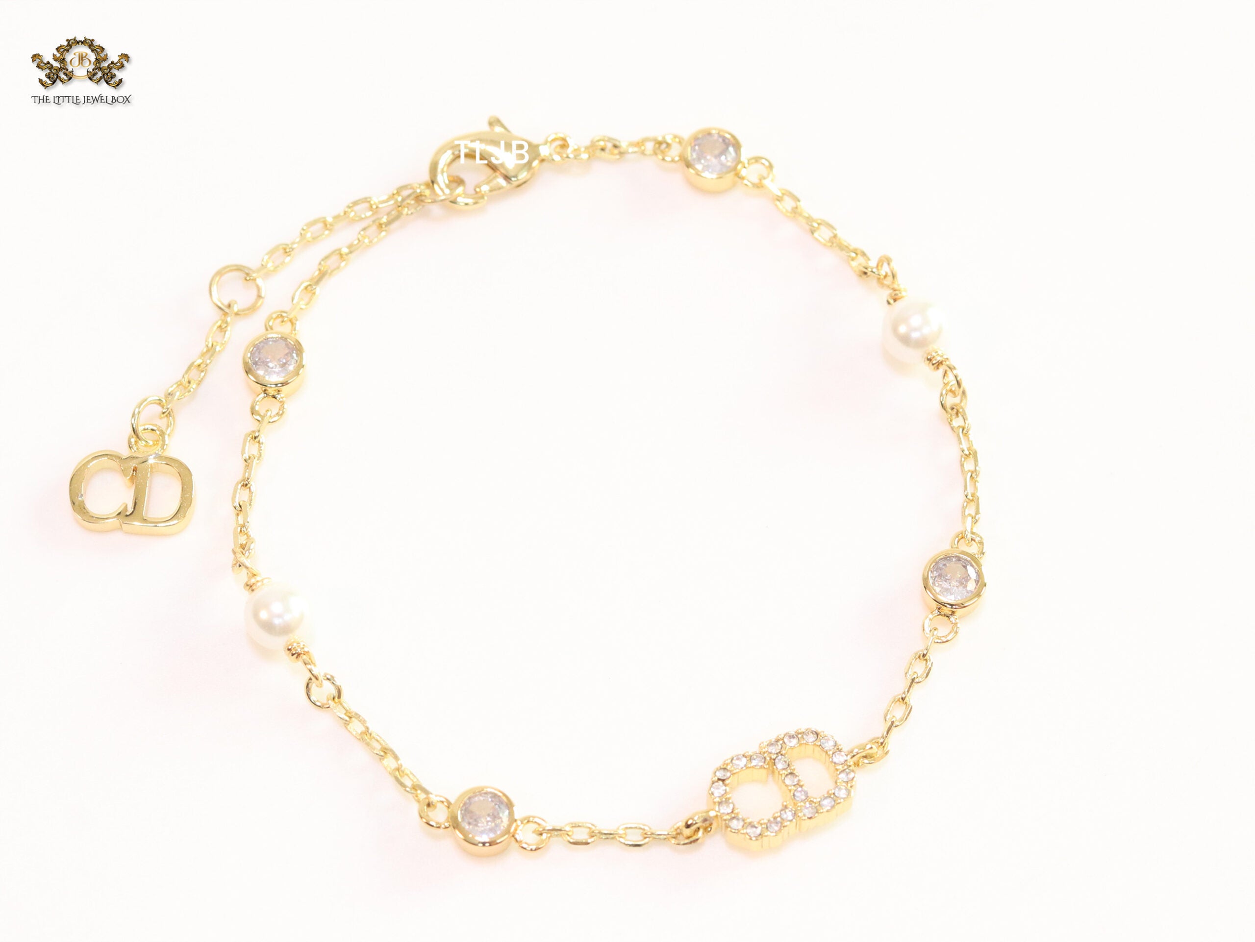 Alphabet CD bracelet with CZ stones