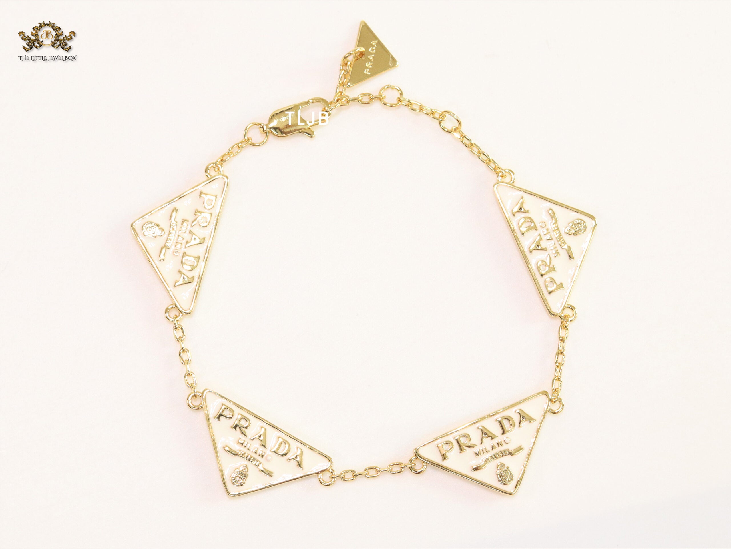 Alphabet P white enamel bracelet