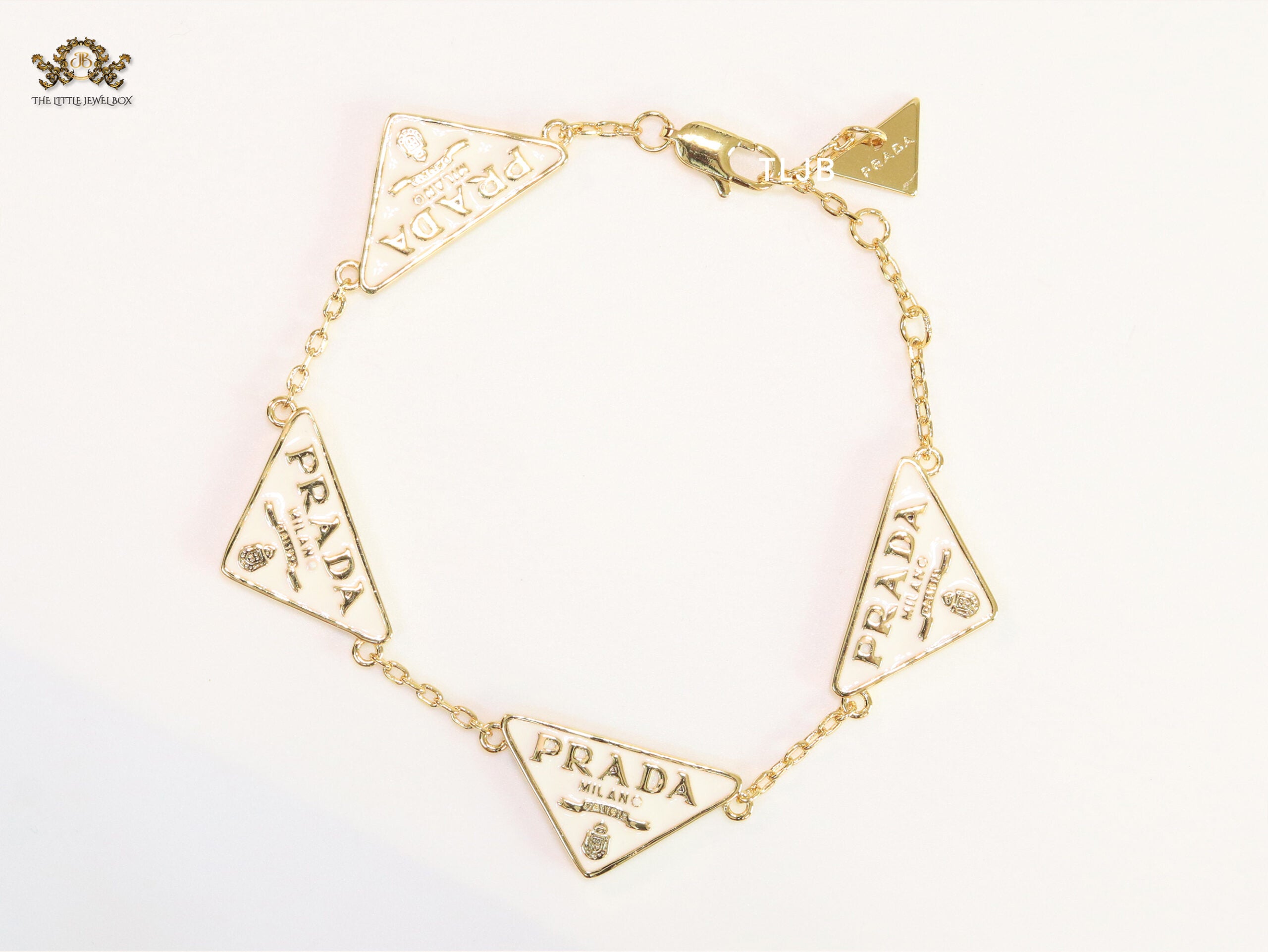 Alphabet P white enamel bracelet
