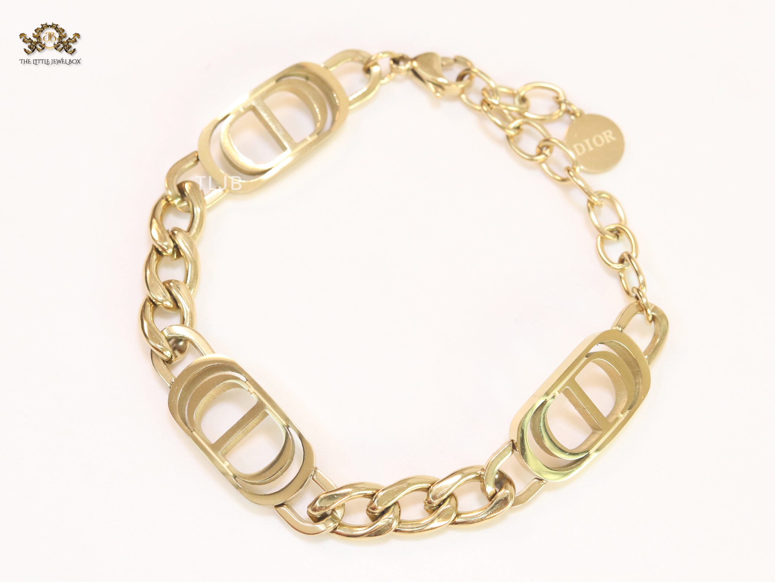 Alphabet CD link gold bracelet
