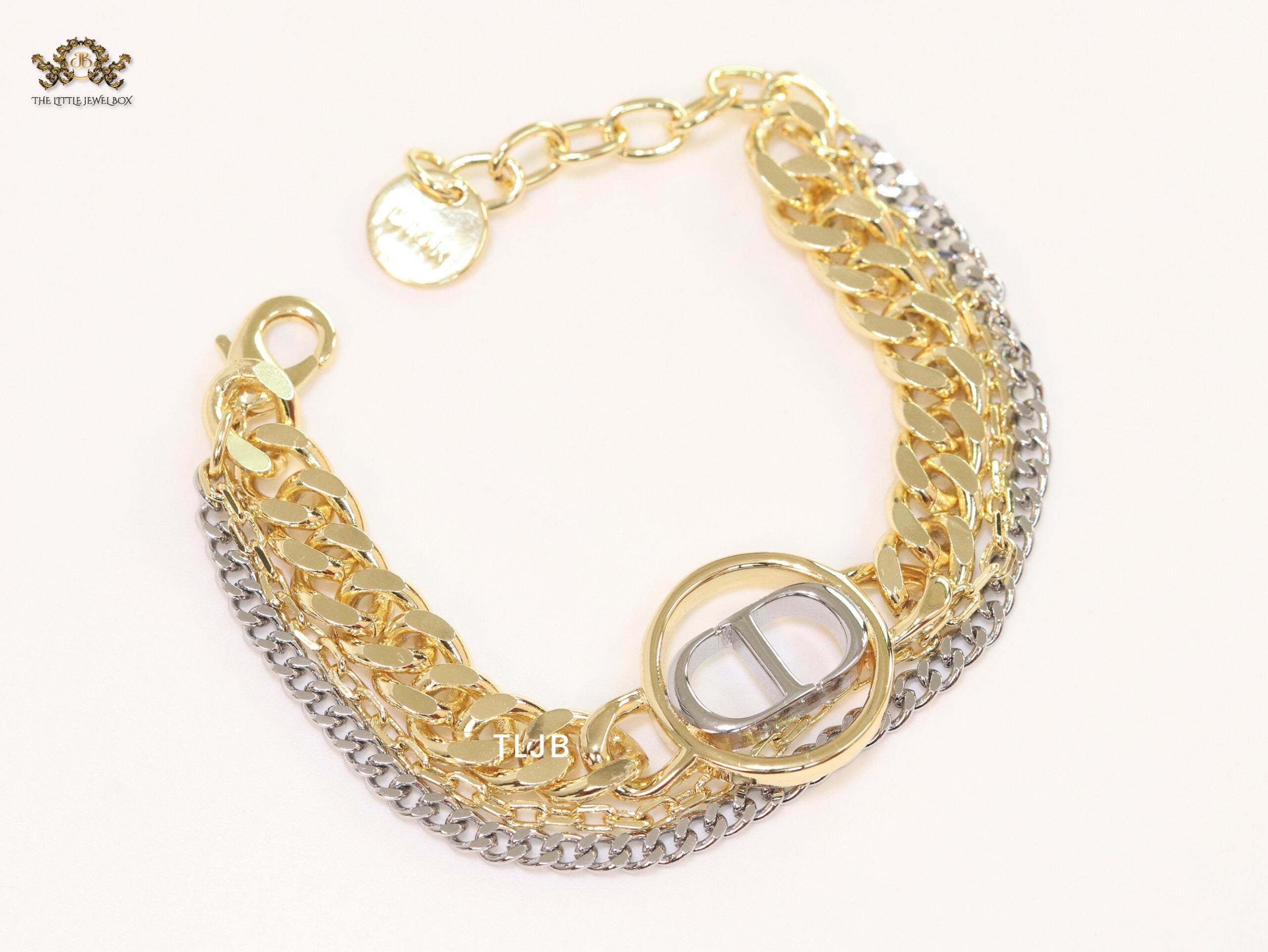 Dual Tone alphabet CD chain bracelet