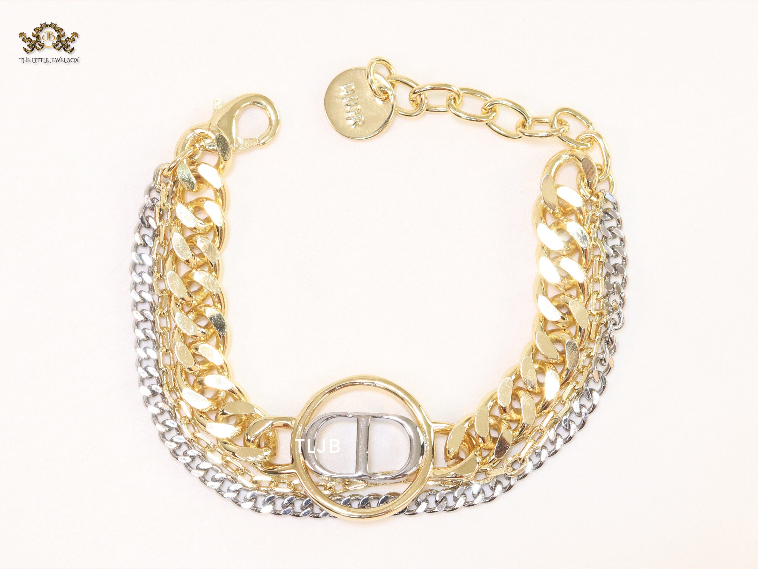 Dual Tone alphabet CD chain bracelet