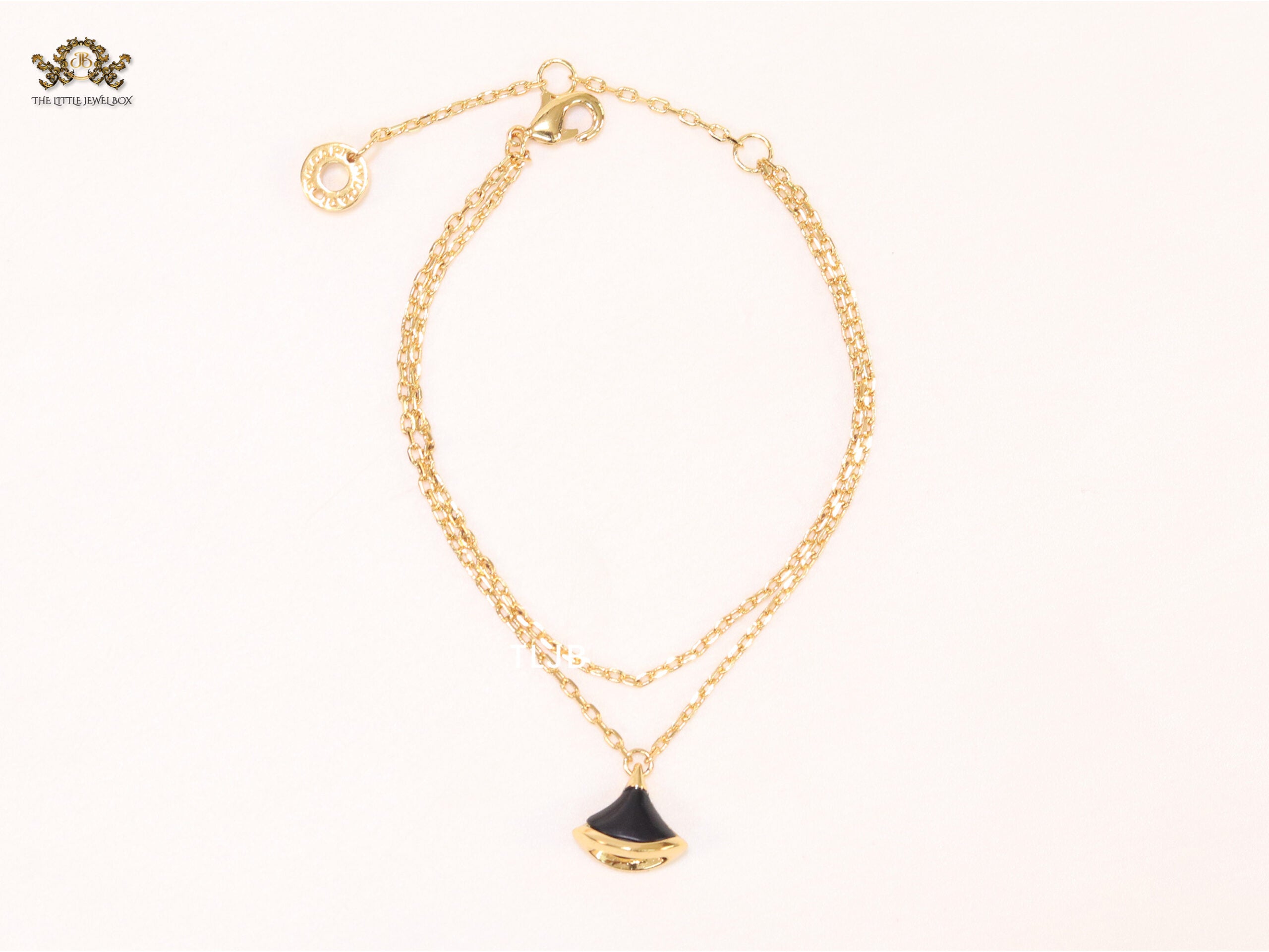 Alphabet B  sleek chain bracelet black