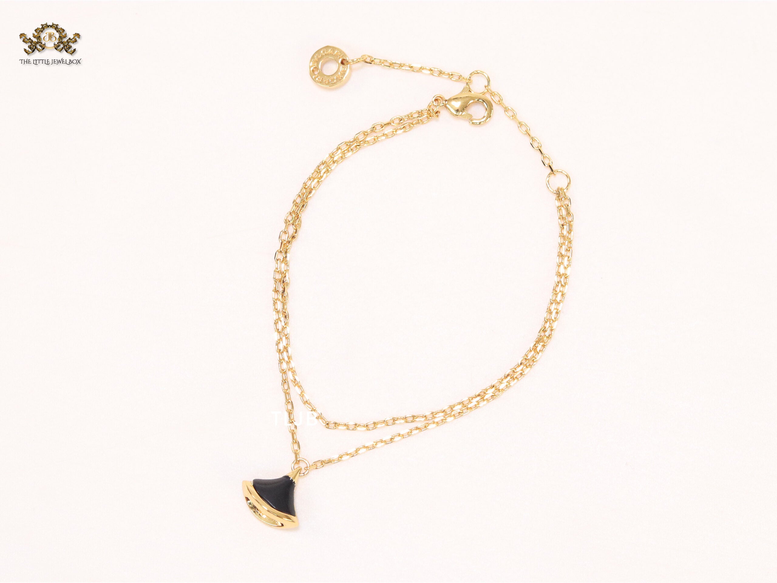 Alphabet B  sleek chain bracelet black