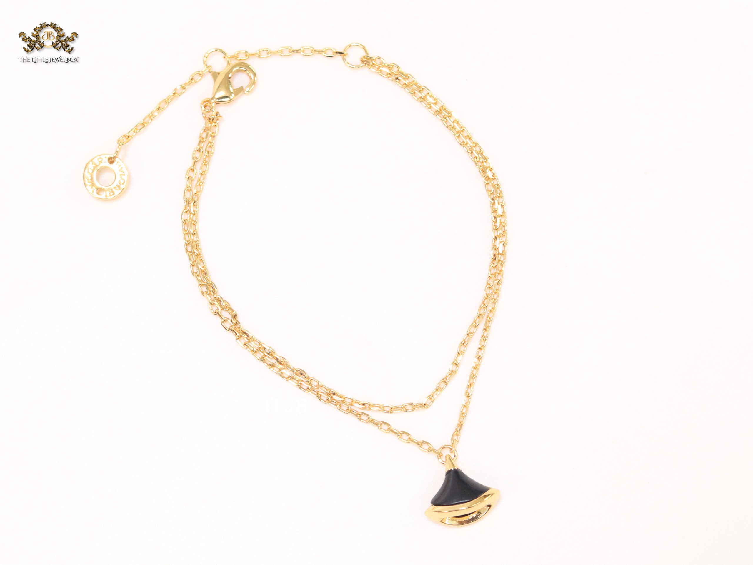 Alphabet B  sleek chain bracelet black