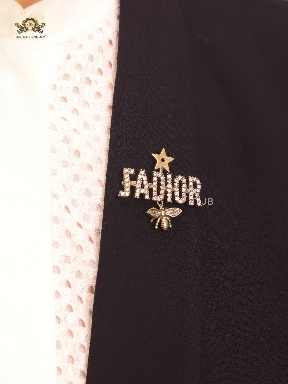 Alphabet D cz brooch