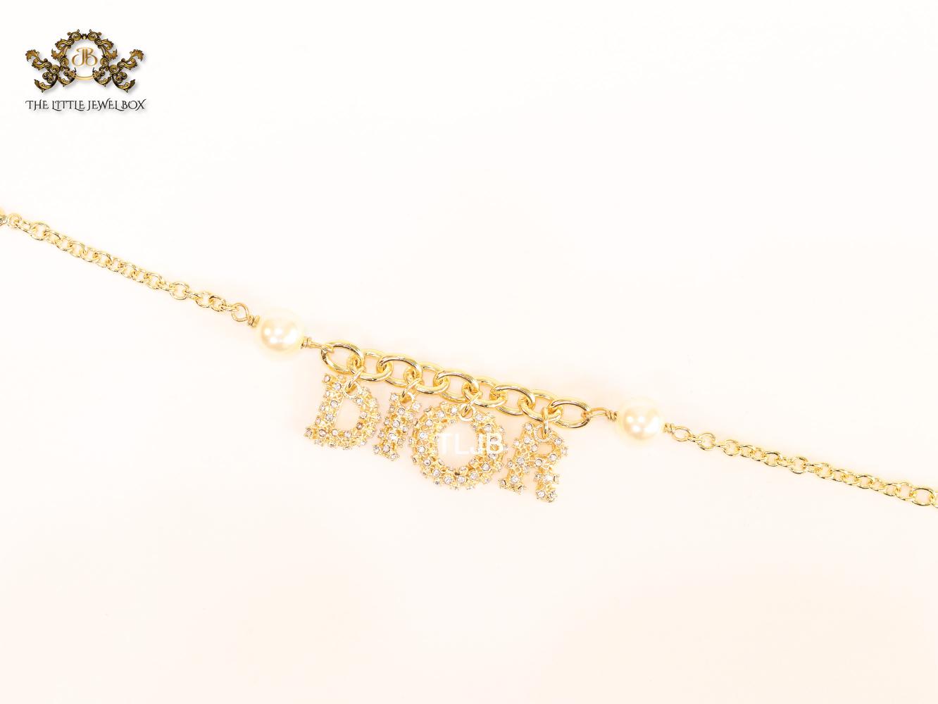 Alphabet D gold and cz bracelet