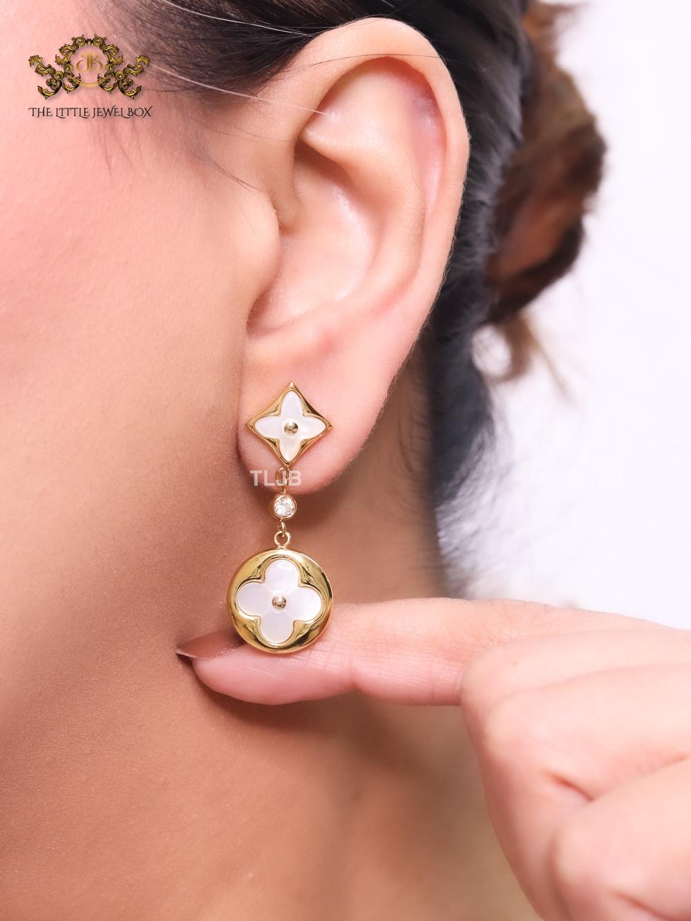 MOP white and gold earrings