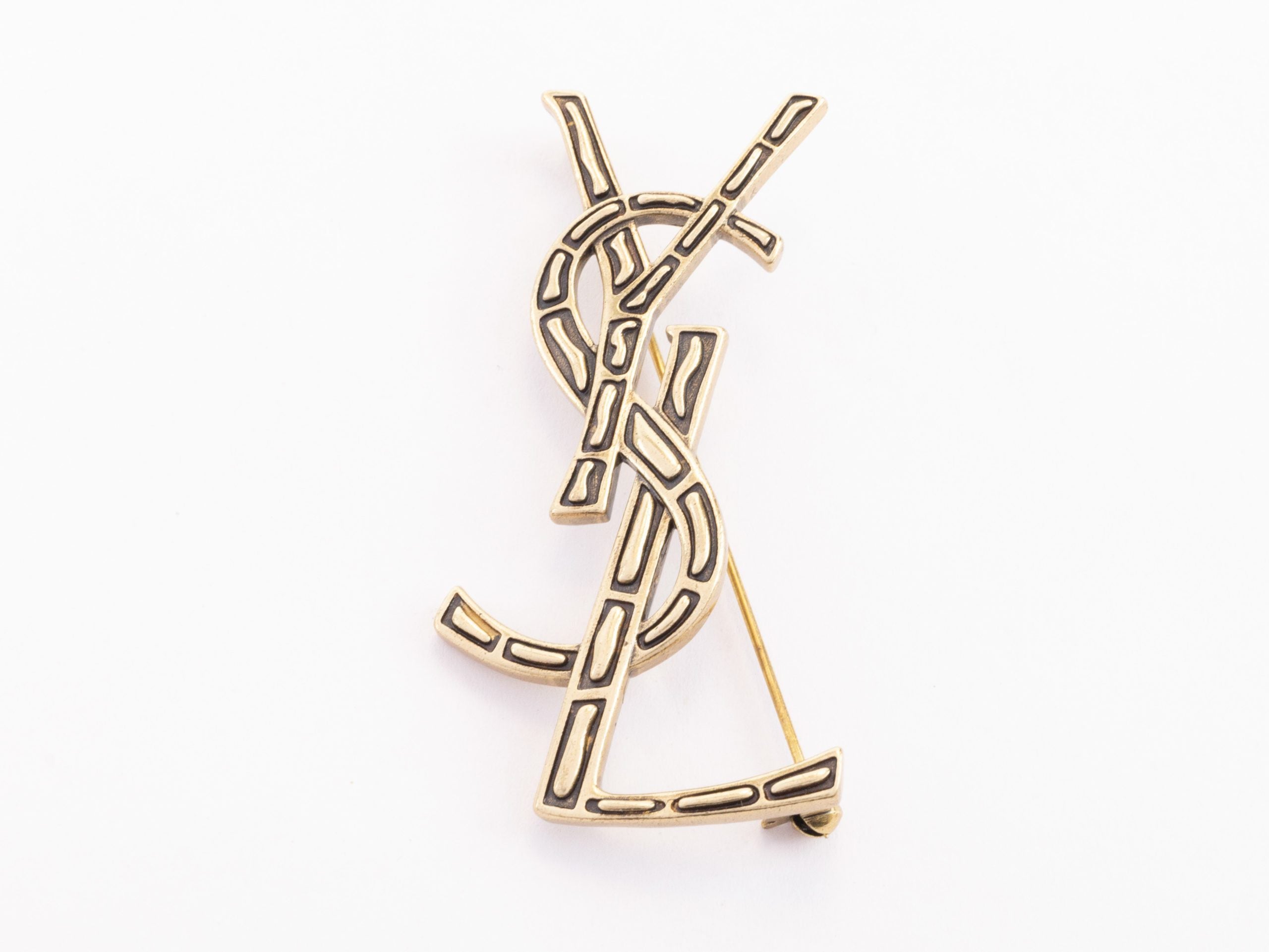 Rustic Copper Alphabet Y S and L brooch