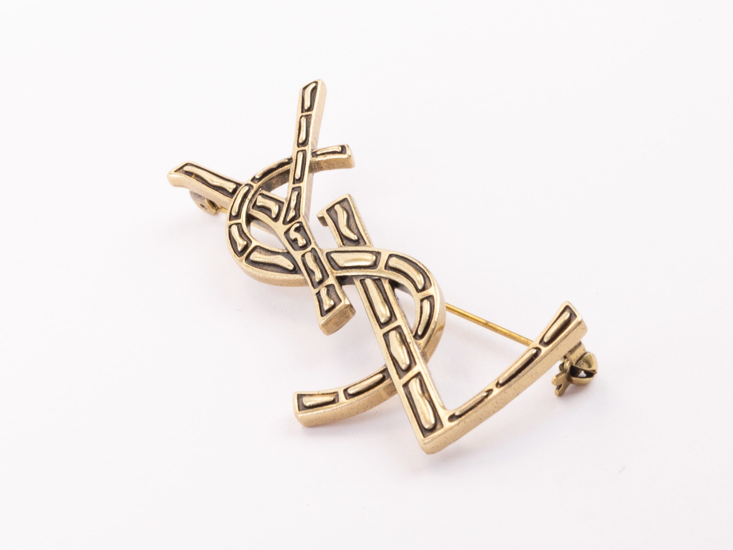 Rustic Copper Alphabet Y S and L brooch