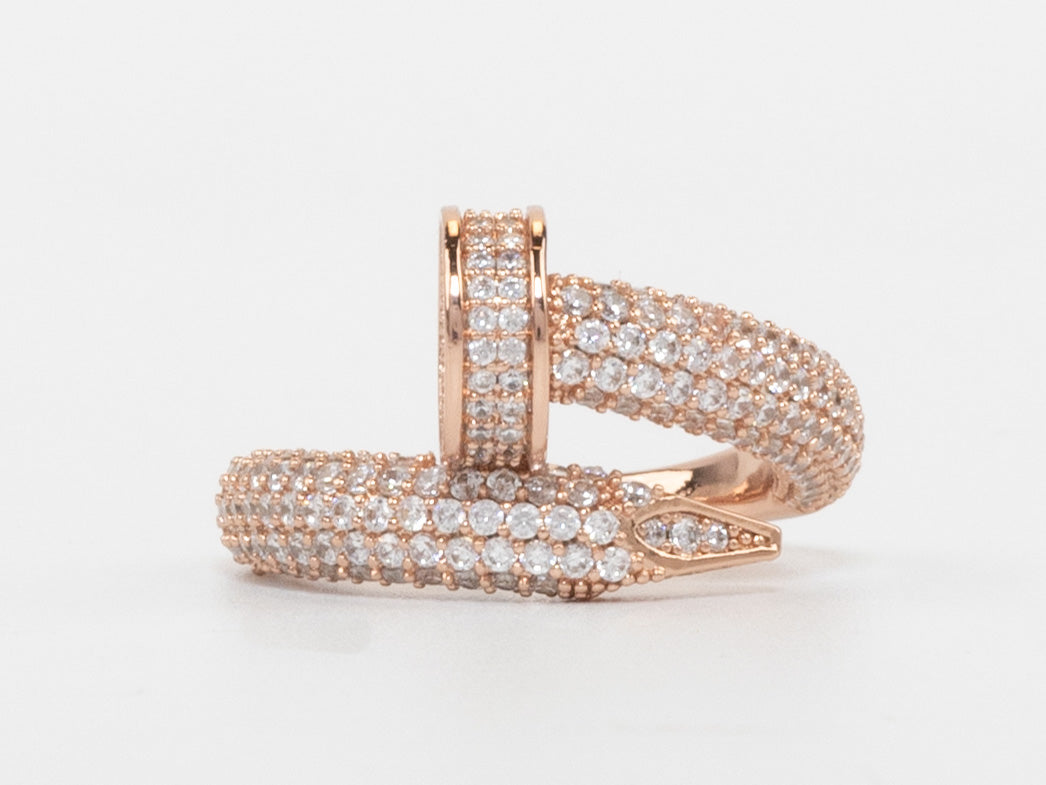Rose Gold plated Screw cz ring