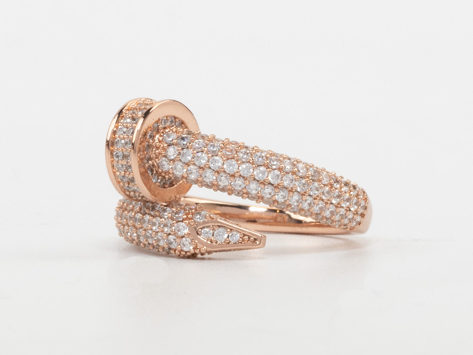 Rose Gold plated Screw cz ring