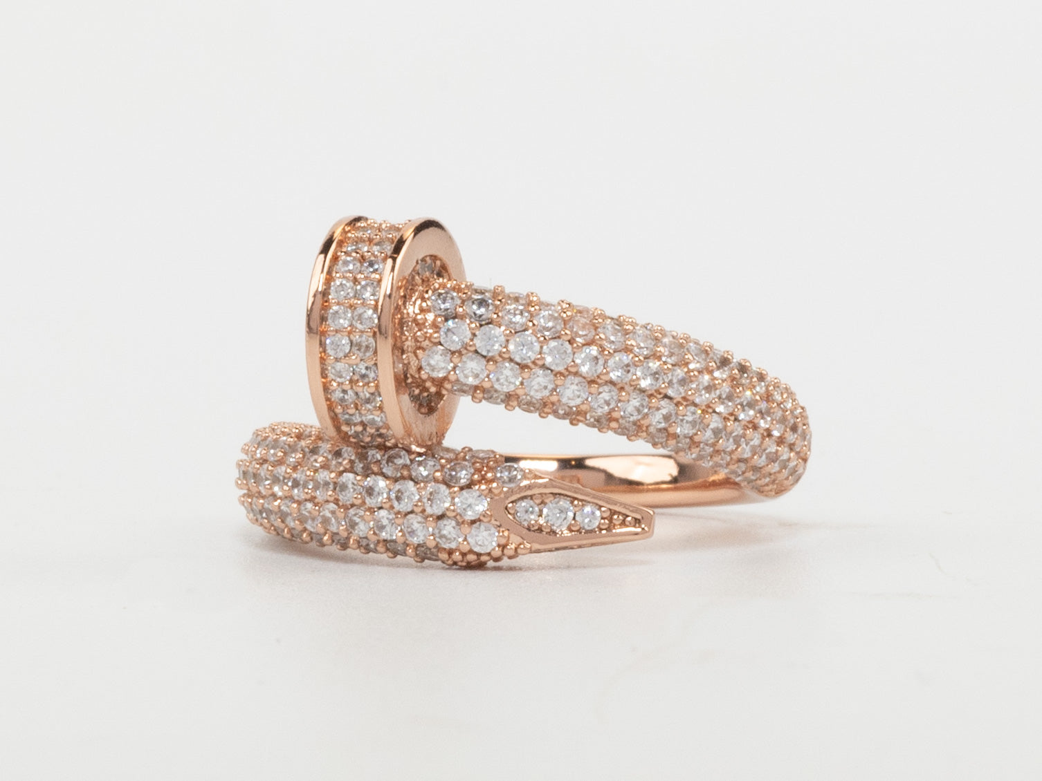 Rose Gold plated Screw cz ring