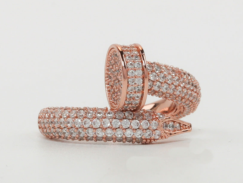 Rose Gold plated Screw cz ring