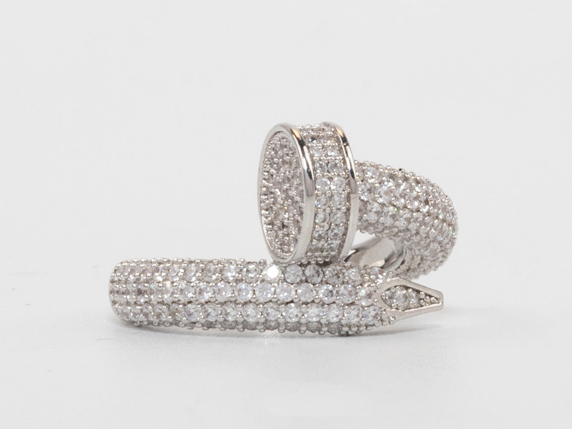 Silver plated Screw cz ring