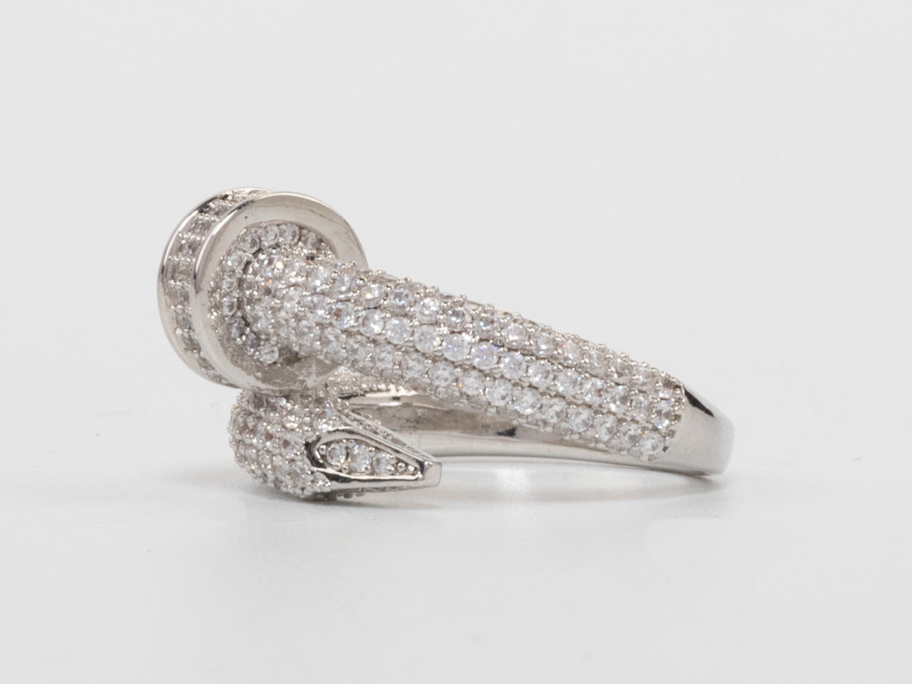 Silver plated Screw cz ring