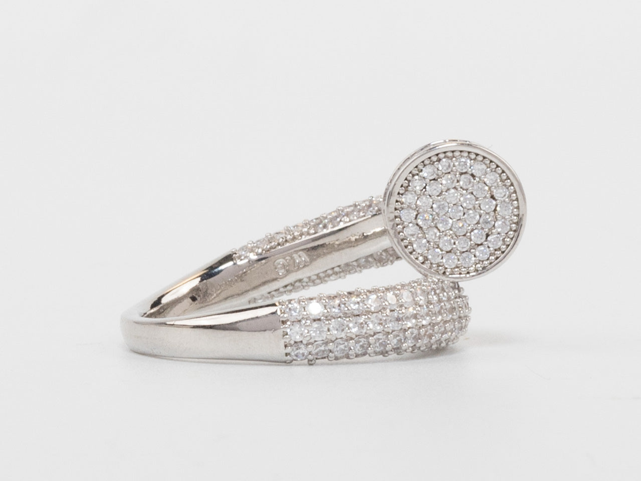 Silver plated Screw cz ring