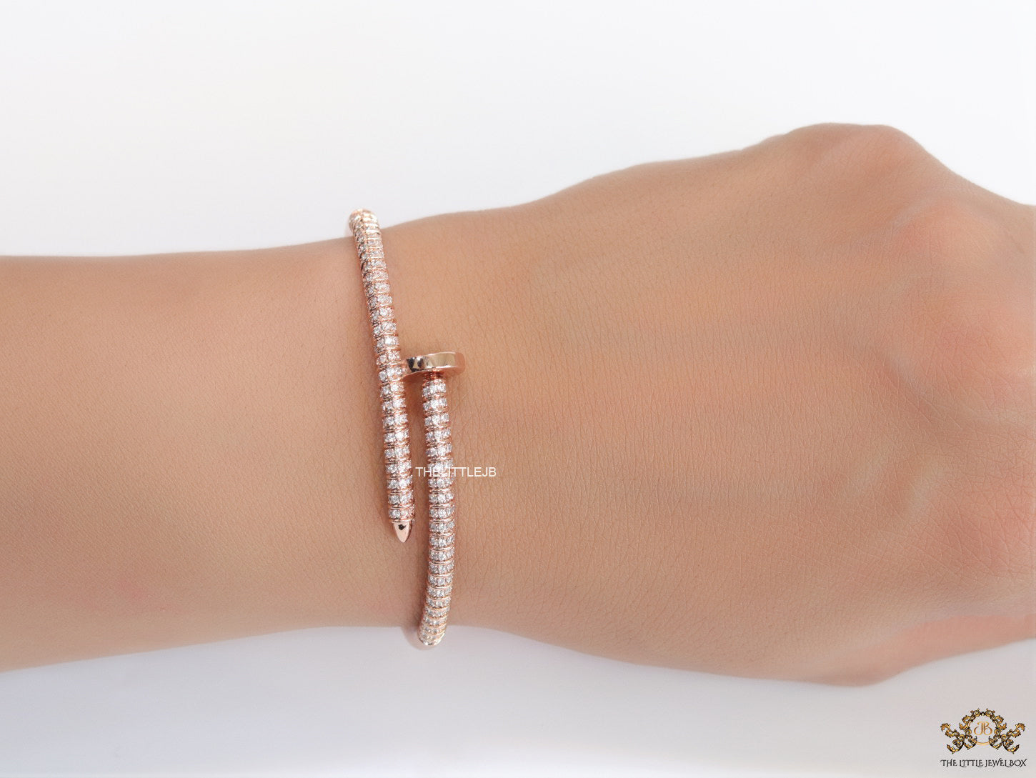 Rose gold plated cz nail bracelet