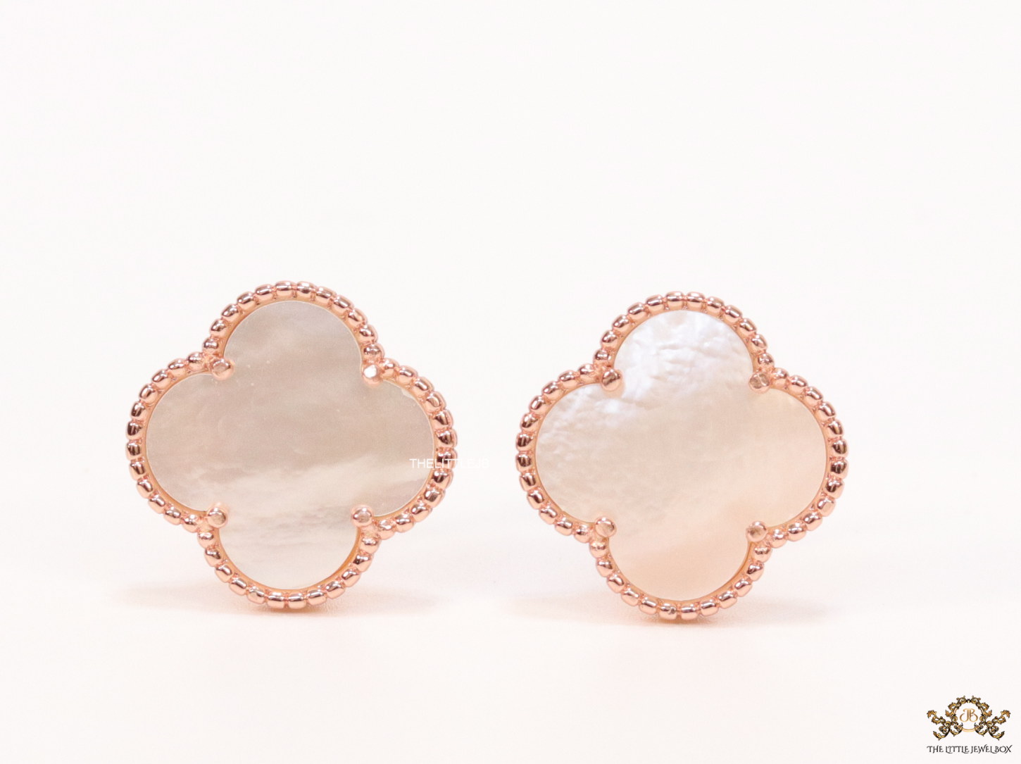 MOP clover stud earrings in rose gold plating