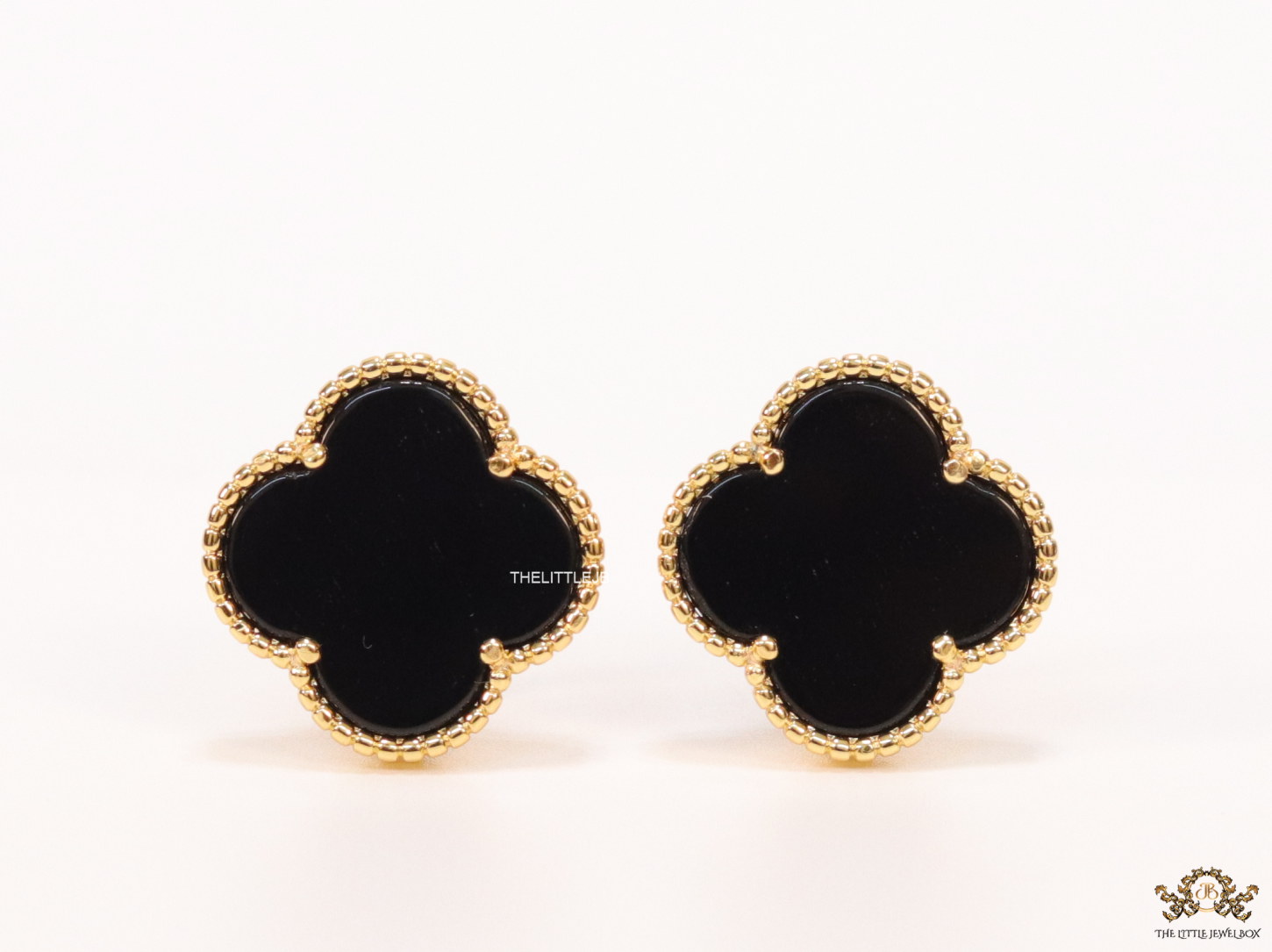 Black clover stud earrings in gold plating