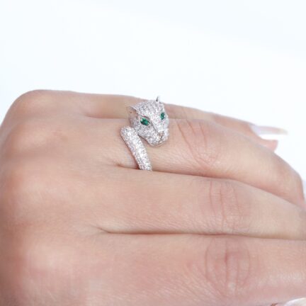 Platinum panther wrap ring