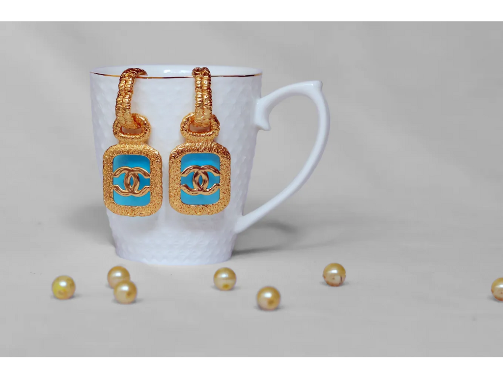 Turquoise Double C Drop Earrings