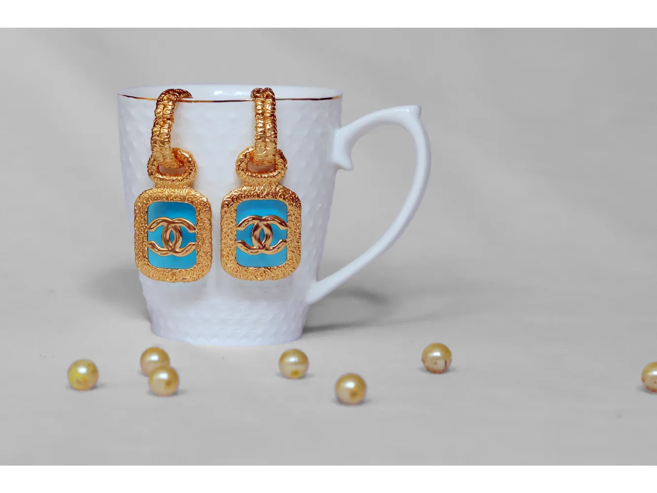 Turquoise Double C Drop Earrings