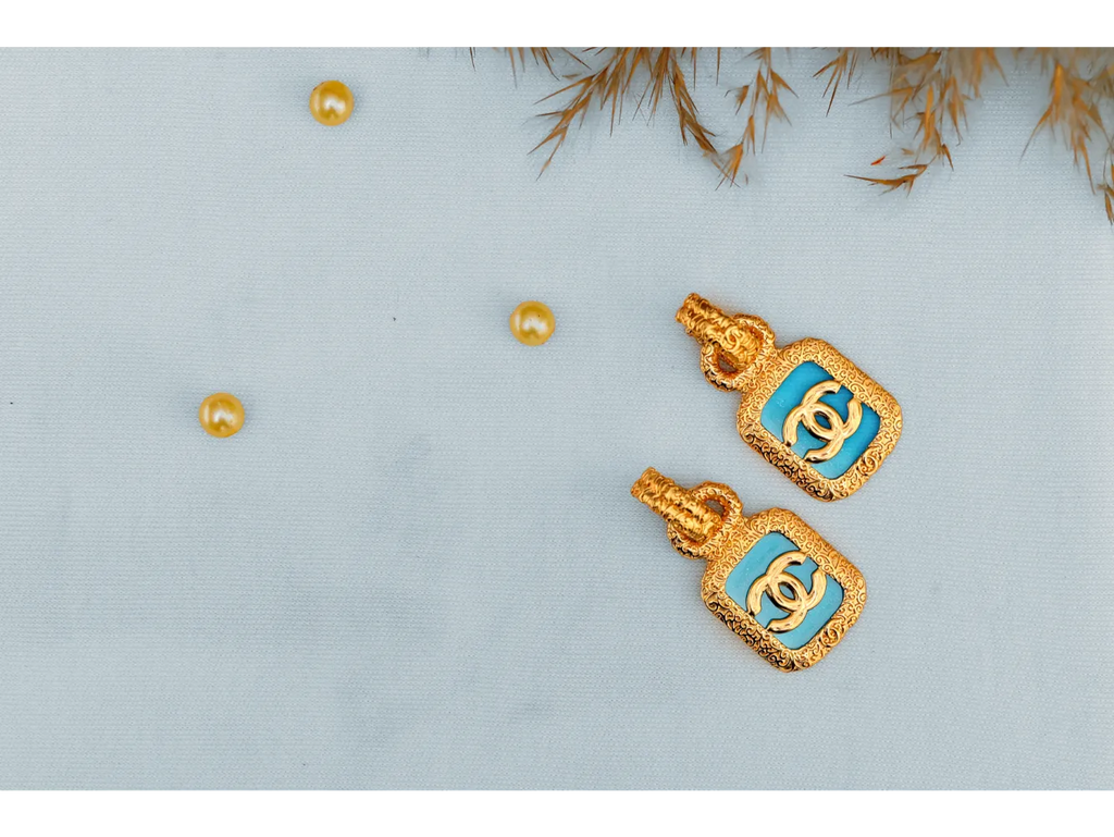 Turquoise Double C Drop Earrings