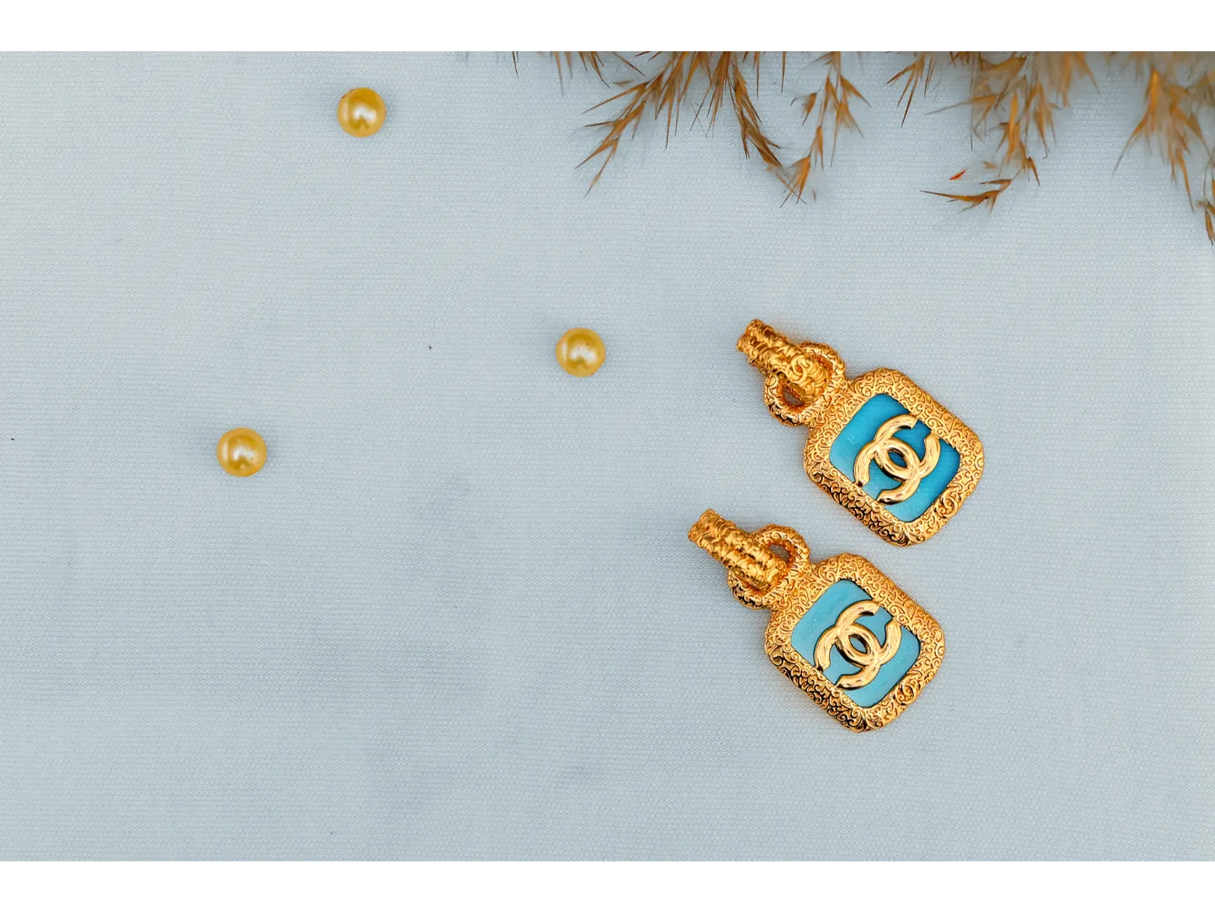 Turquoise Double C Drop Earrings