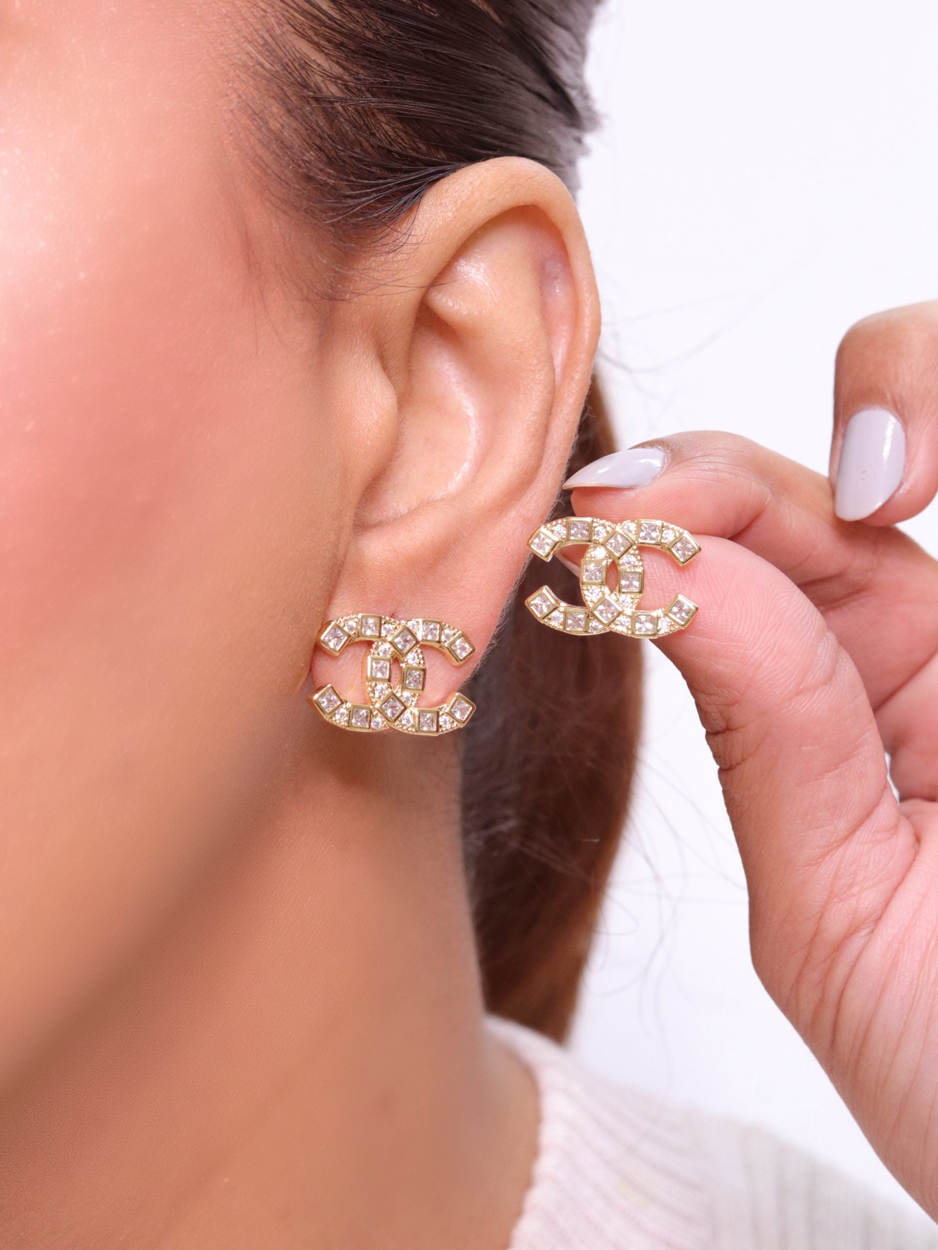 Double C gold studs