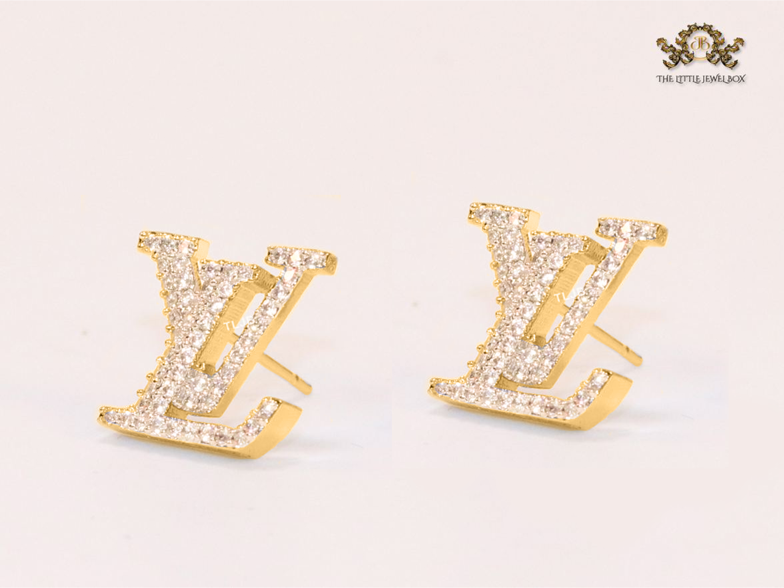 Alphabet L Gold CZ studs