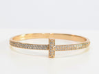 Alphabet T bracelet with full CZ in gold finish