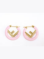 Baby Pink Alphabet F Hoops 25mm