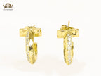 Alphabet T  gold hoops with cz