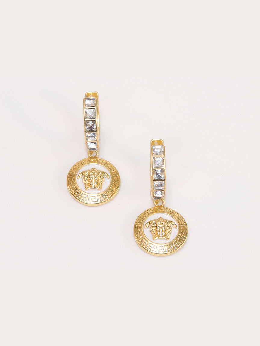 Medusa gold and white dangles