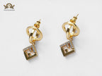 Double F small dangles with cz and gold