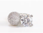 Silver plated double Cz bomber ring