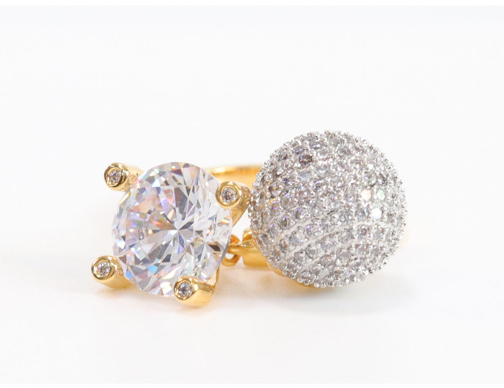 Gold double Cz bomber ring