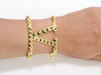Large Alphabet V Bracelet in gold finish