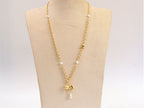 Lion and pearl drop link double C chain