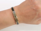 Alphabet C & D black open bracelet in gold finish
