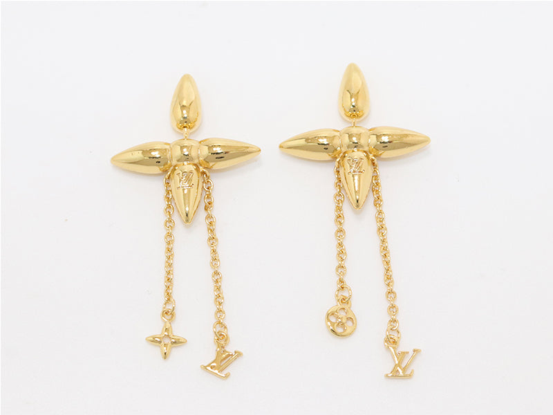 Gold flower chain dangles