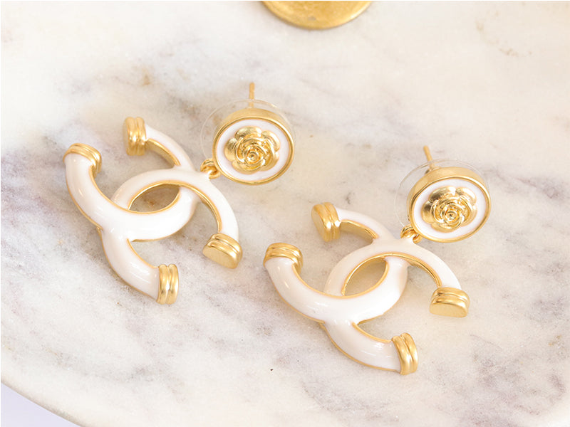 Double C white enamel dangles