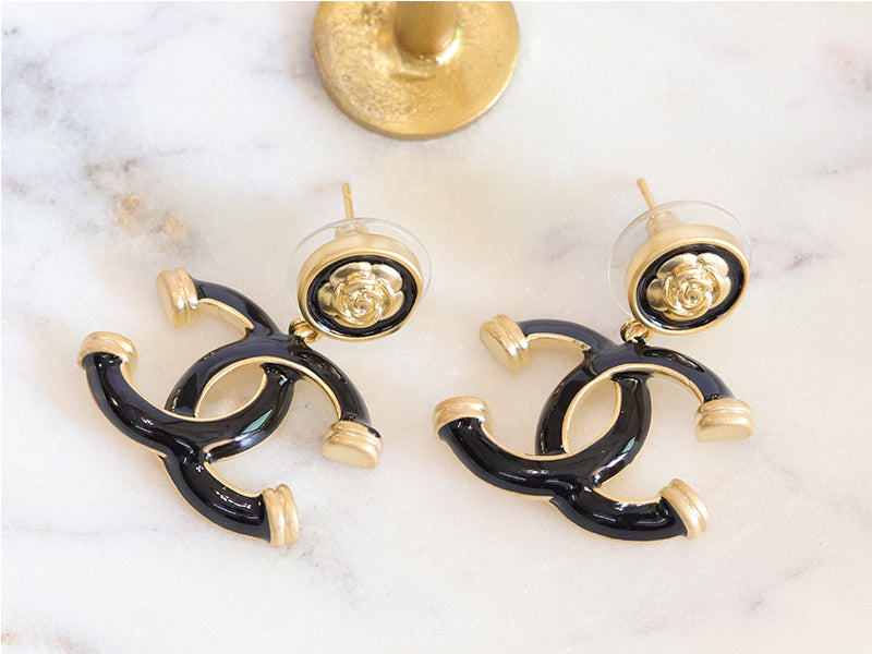 Double C black enamel dangles
