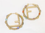 Alphabet F Multi stone hoops
