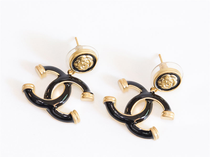 Double C black enamel dangles