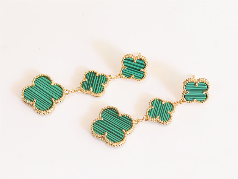 Green Malachite Clover chain dangles