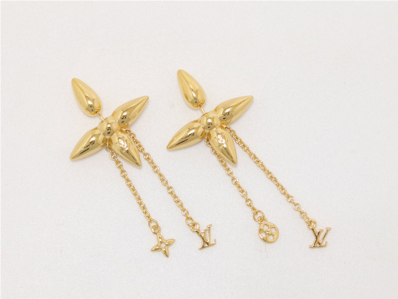 Gold flower chain dangles