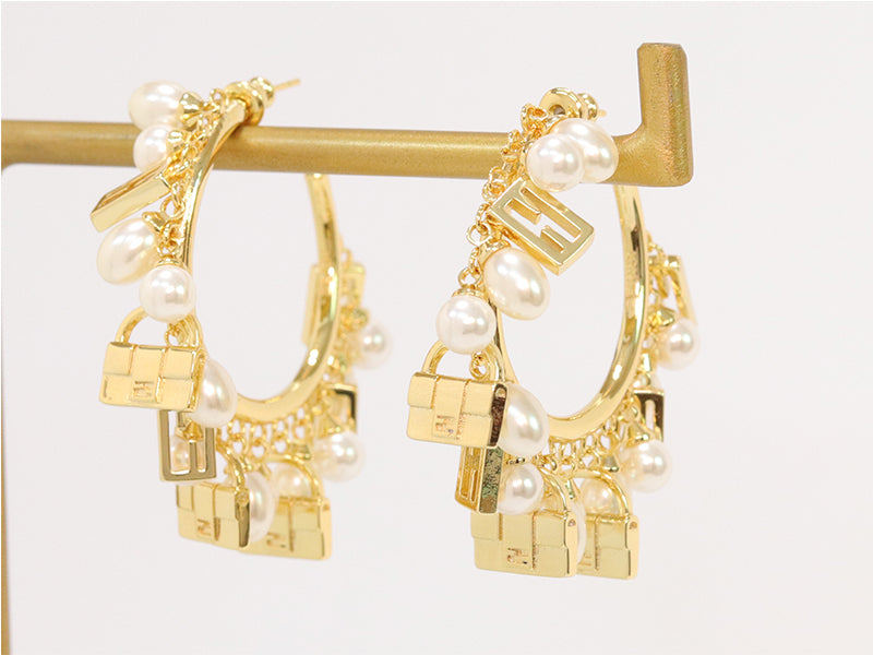 Pearl and charms hoops